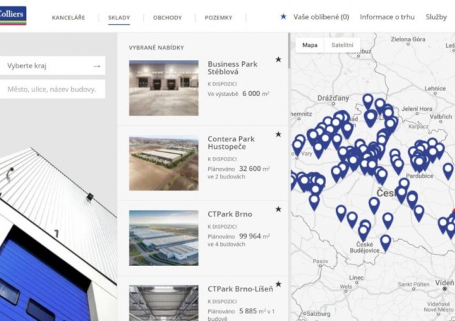 Colliers představil nové vyhledávače volných kancelářských, průmyslových a maloobchodních prostor v ČR