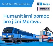 ČD Cargo a METRANS společně pomáhají lidem v oblasti zasažené tornádem