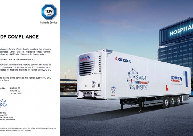 ​Schmitz Cargobull uspěšně obnovil certifikát GDP pro bezpečnou a spolehlivou přepravu léčiv