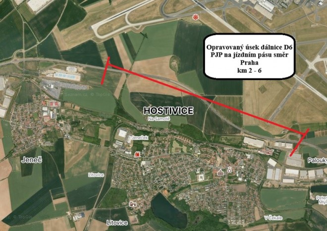 ​ŘSD začíná s opravou tříkilometrového úseku dálnice D6 u Hostivic