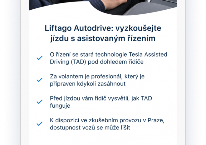 Liftago nabízí v Česku od 22. října asistovanou jízdu
