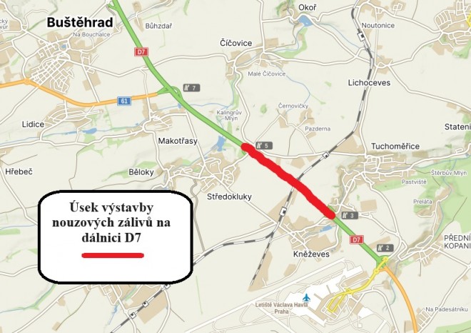 ​ŘSD začíná na dálnici D7 u Prahy budovat nouzové zálivy