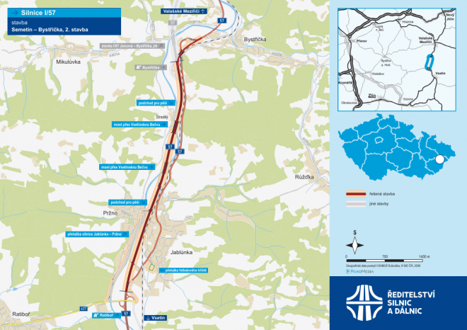 ​Na stavbu dalšího úseku silnice I/57 na Vsetínsku obdrželo ŘSD šest nabídek