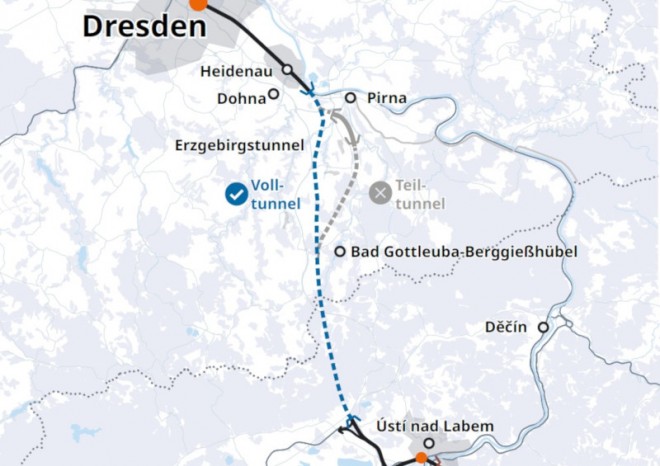 Německé dráhy chtějí pod Krušnými horami variantu s jedním dlouhým tunelem