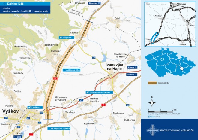 ŘSD začalo rekonstruovat D46 u Vyškova, práce za 461 mil. Kč potrvají srpna