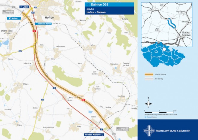 ŘSD předalo stavebním firmám staveniště úseku dálnice D35 Hořice - Sadová