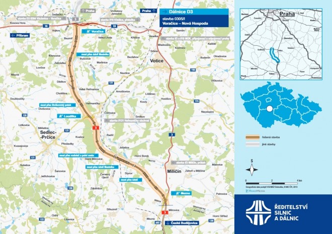 ​ŘSD získalo územní rozhodnutí pro první část středočeské D3 mezi Voračicemi a Novou Hospodou